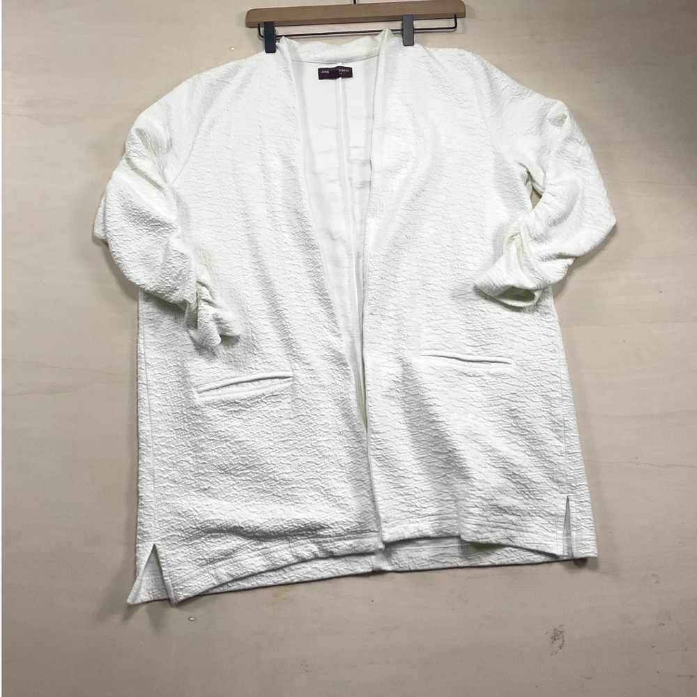 Johnston & Murphy Womens White Textured Open Front Cardigan Jacket Size M